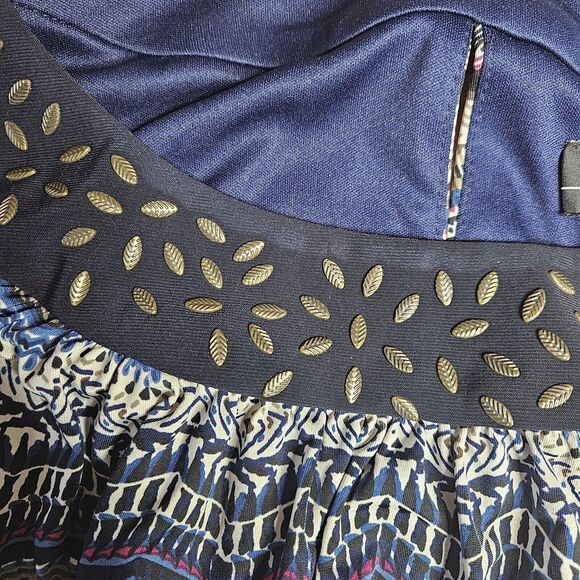 R&M Richards Maxi Dress Size 18W Chevron Blue - Picture 3 of 8